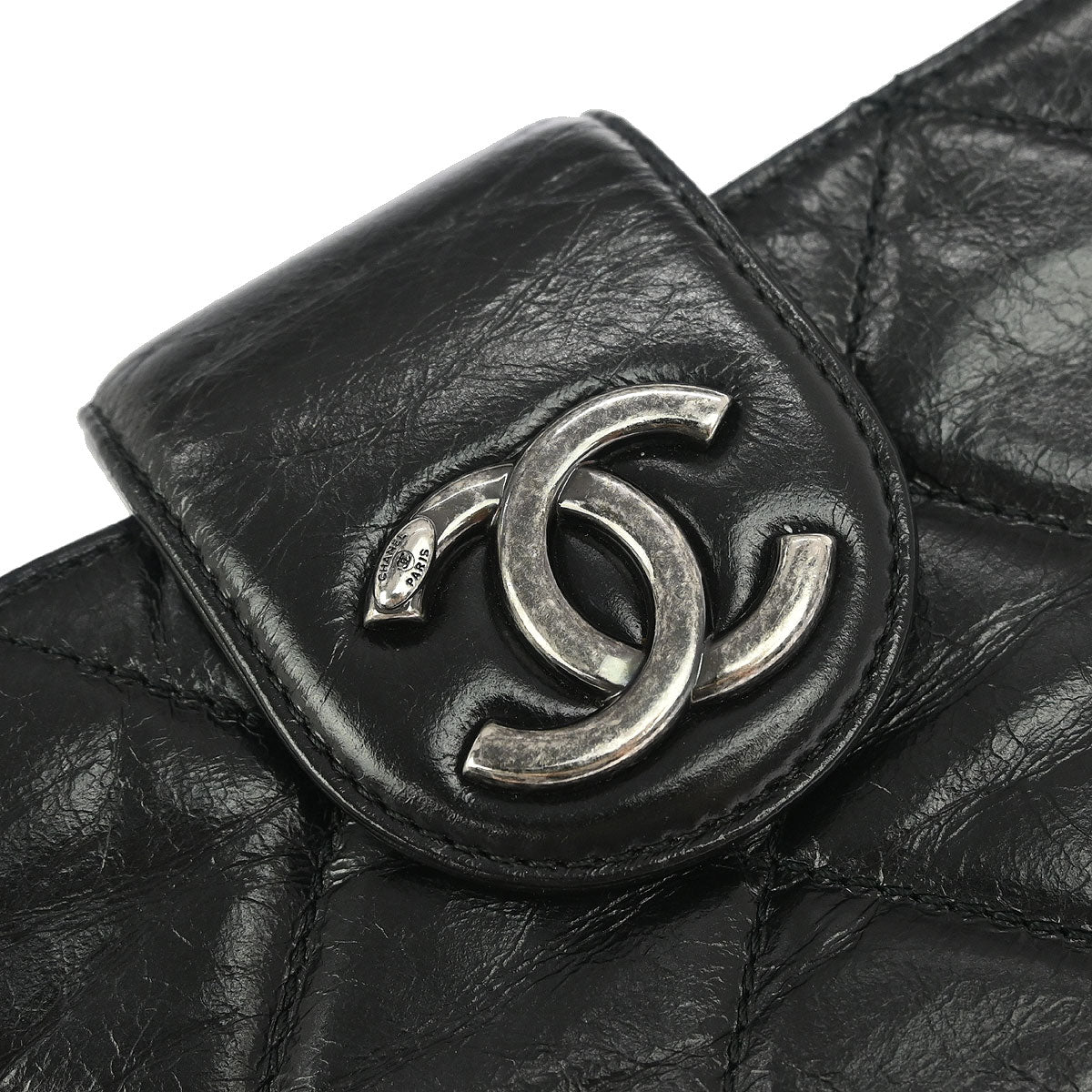 Chanel 2014 Black Calfskin Coco Pleats Clutch Crossbody Bag - Image 4