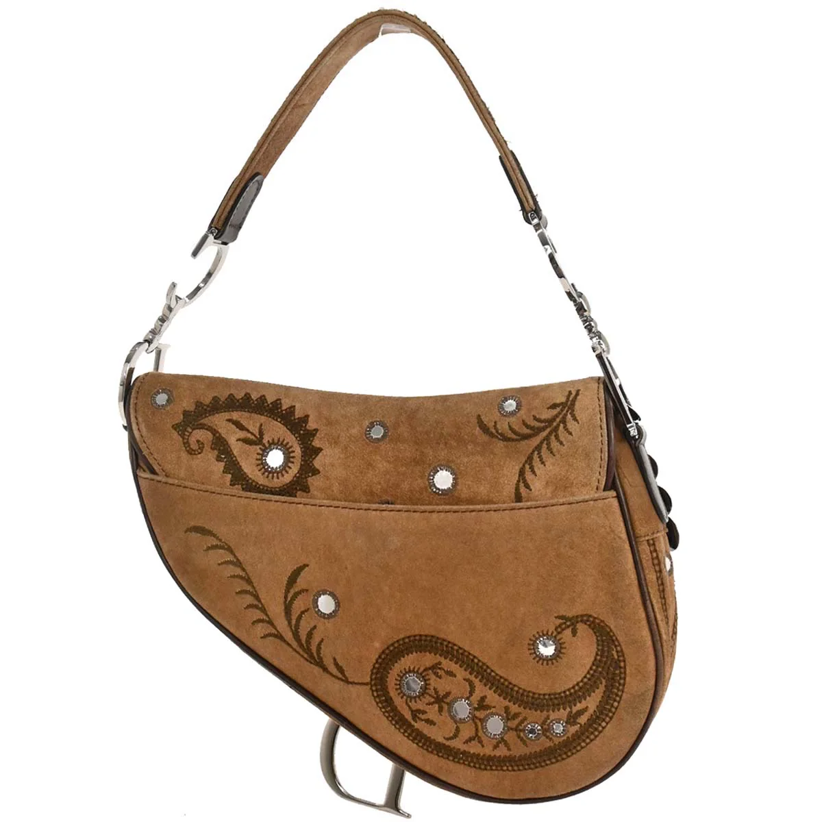 Christian Dior * Brown Suede Saddle Handbag - Image 2