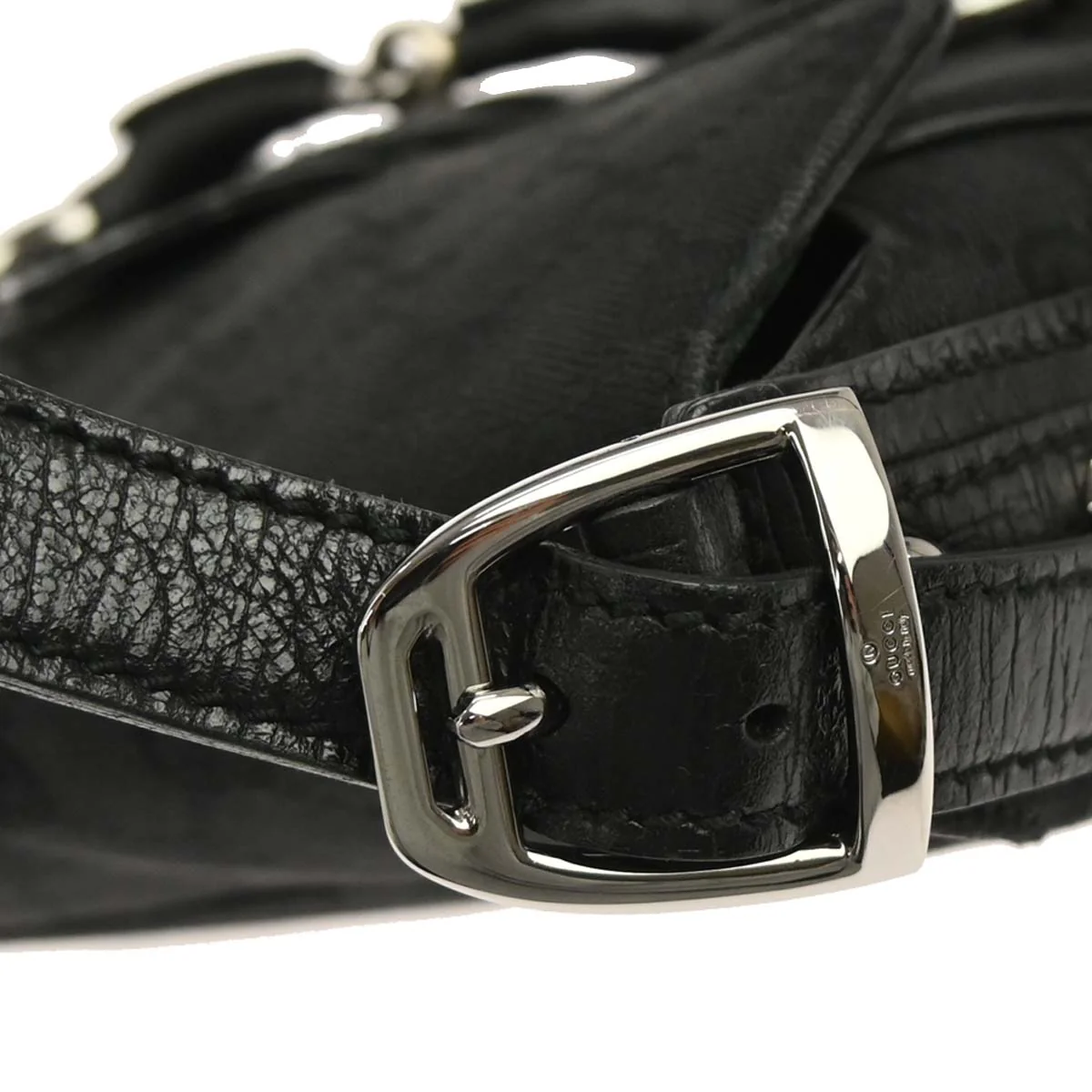 Gucci Black Horsebit GG Shoulder Bag - Image 3