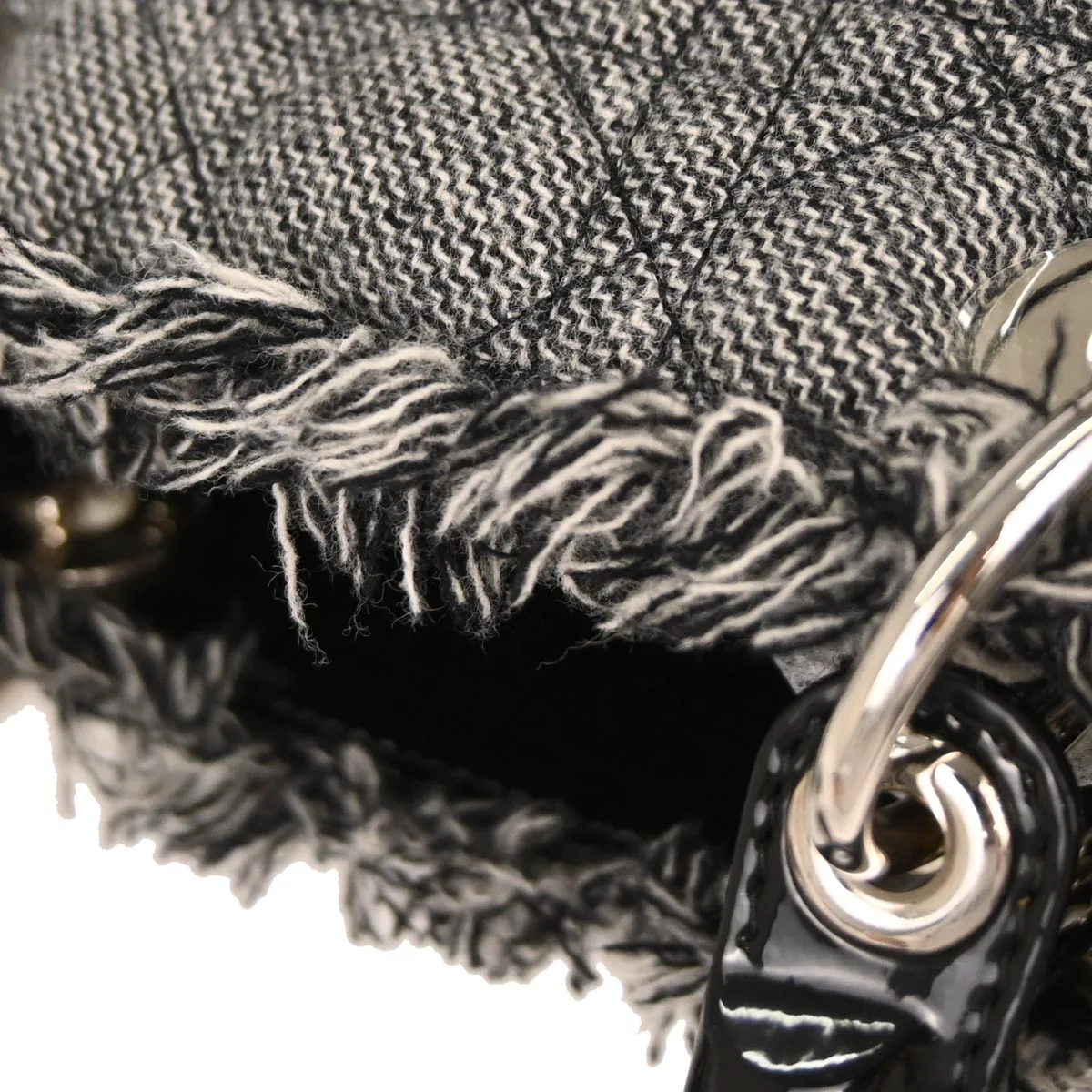 Christian Dior Gray Cotton Medium Lady Dior Cannage 2way Shoulder Handbag - Image 6