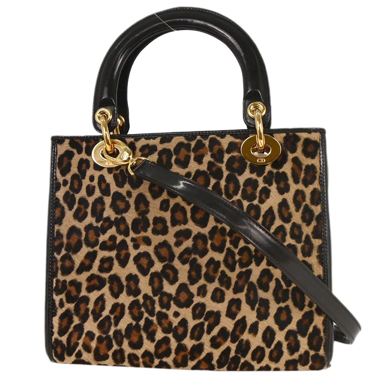Christian Dior * Brown Pony Hair Lady Dior 2way Shoulder Handbag - Image 2