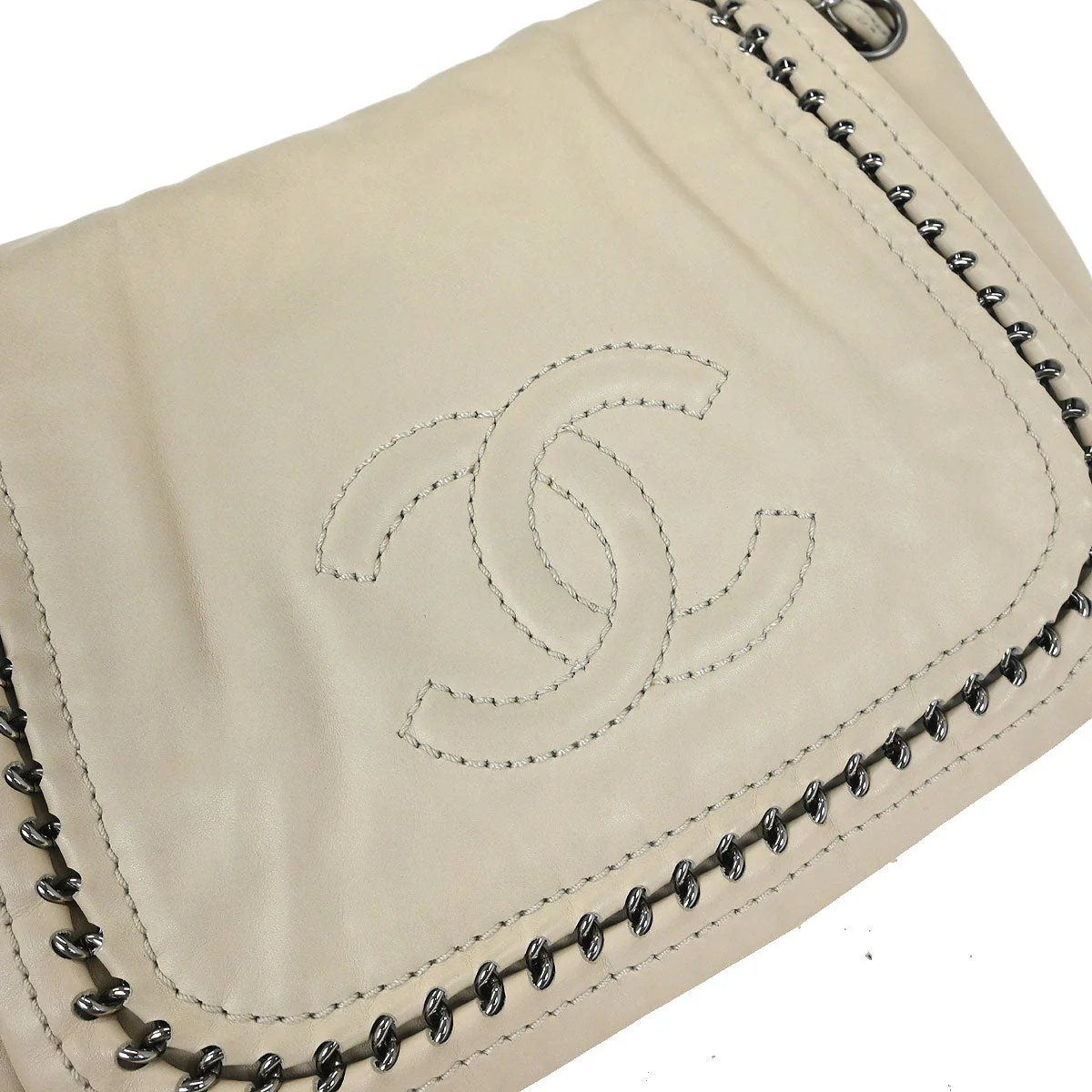 Chanel Beige Calfskin Luxury Line Handbag - Image 4