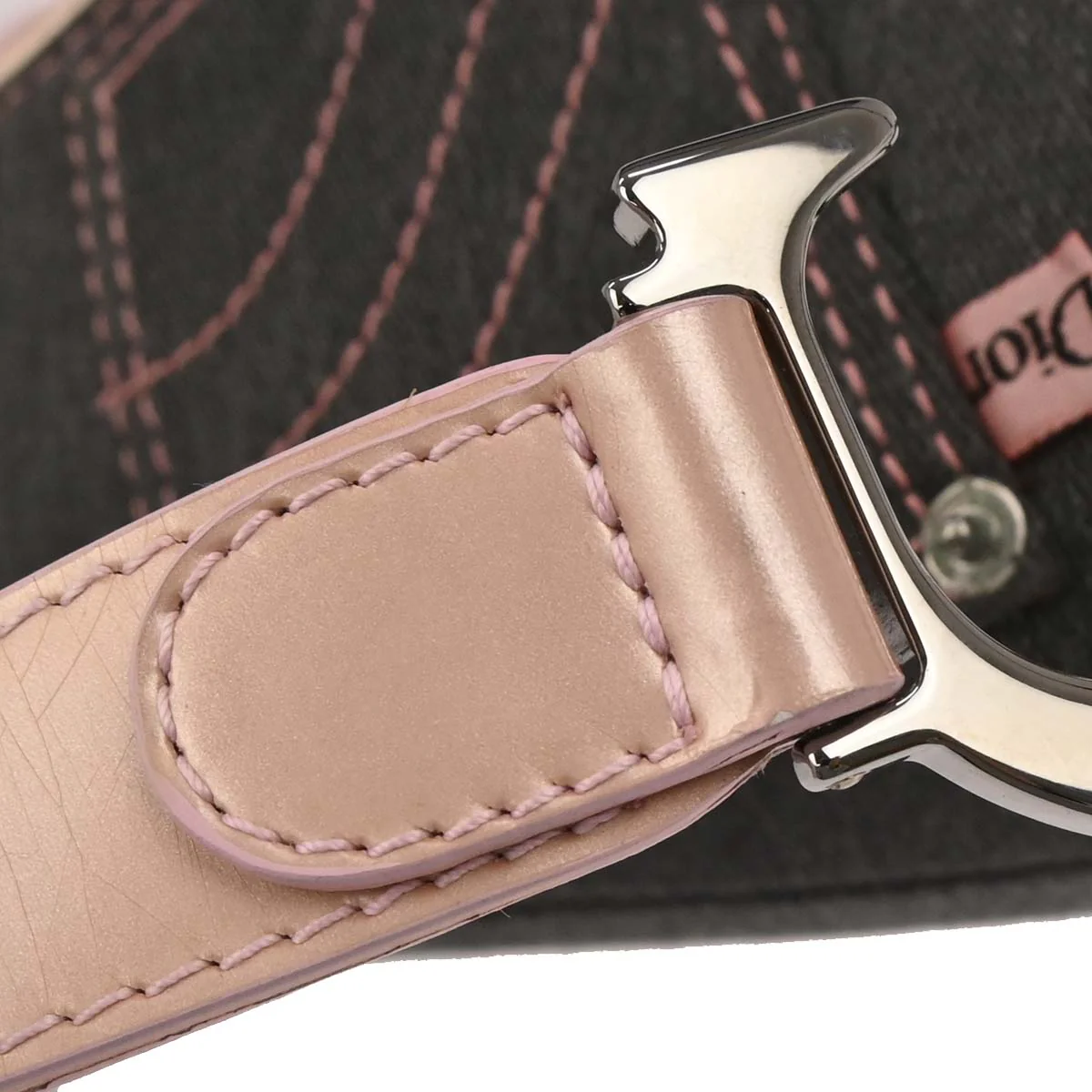 Christian Dior Navy Pink Denim Saddle Handbag - Image 10