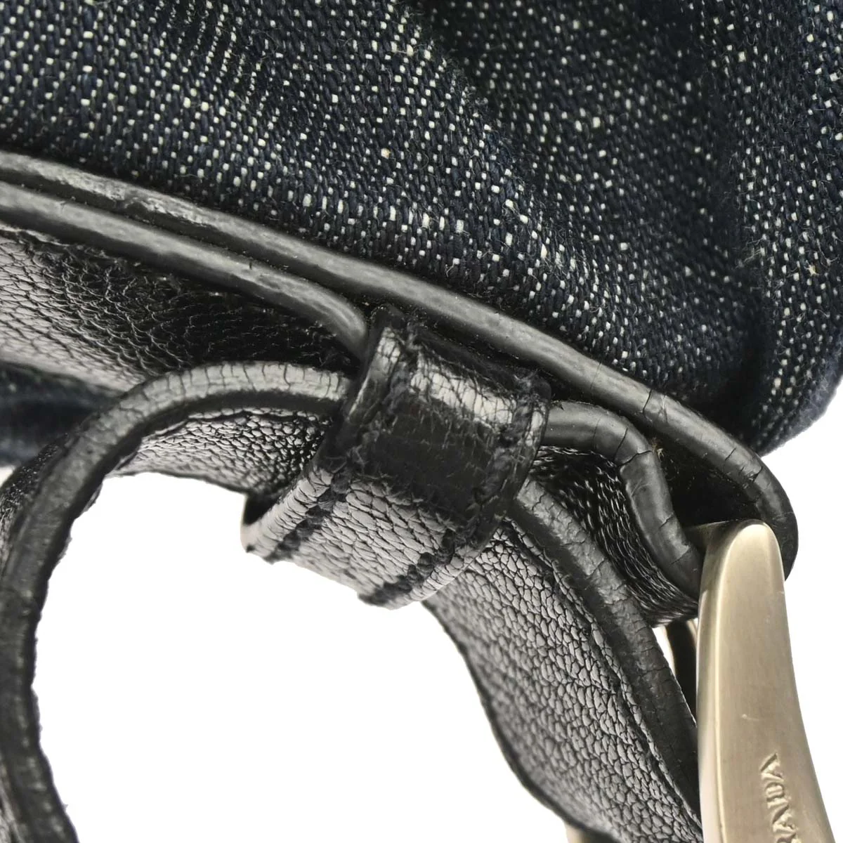 Prada Navy Denim Shoulder Bag - Image 5