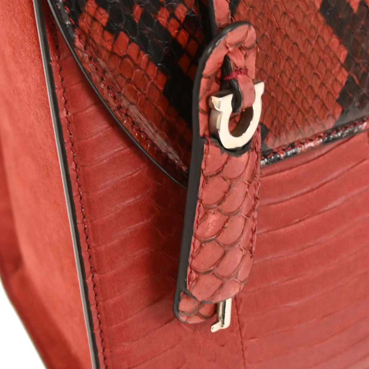 Salvatore Ferragamo * Red Python Boxyz Handbag - Image 4