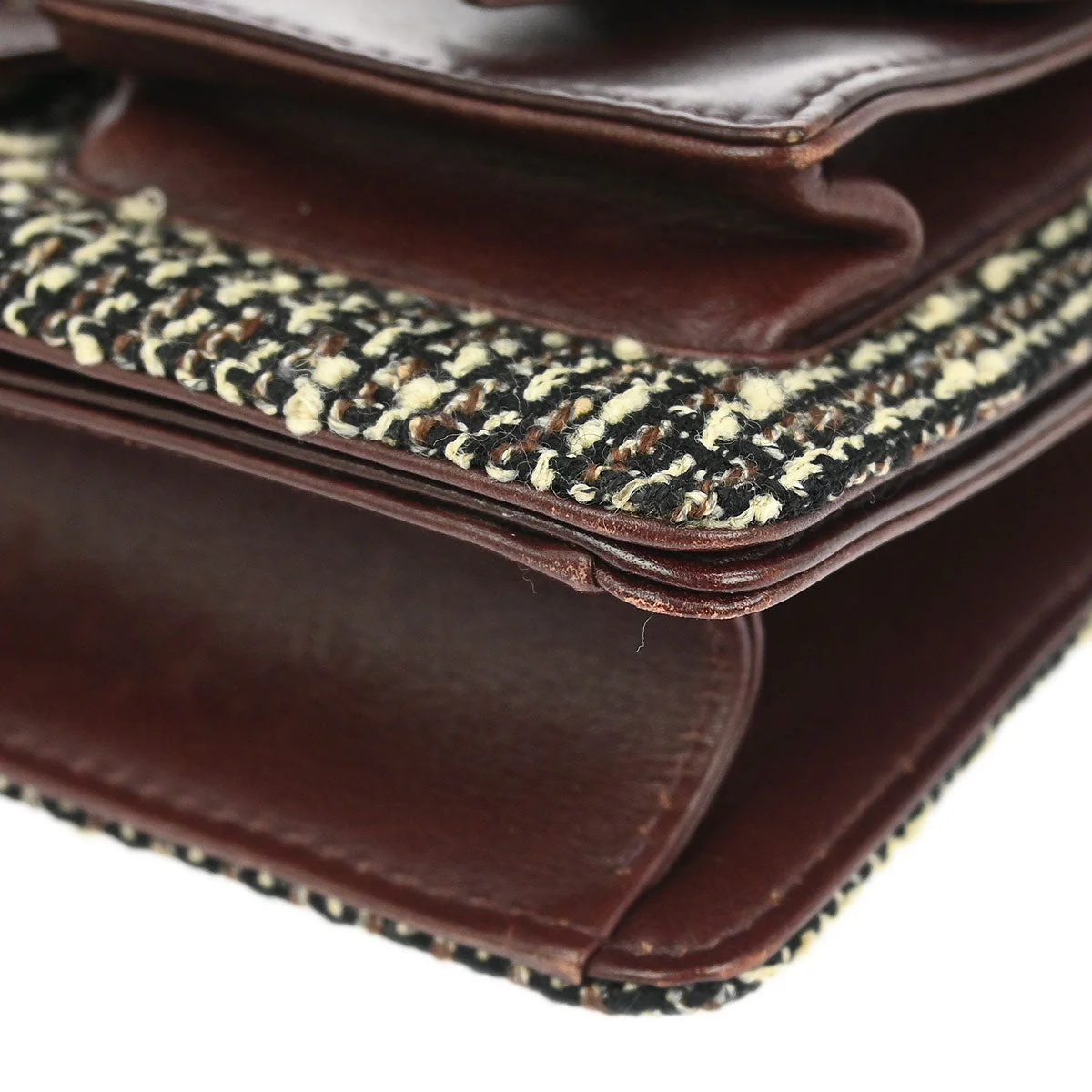 Chanel Brown Tweed Mademoiselle Lock Handbag - Image 3