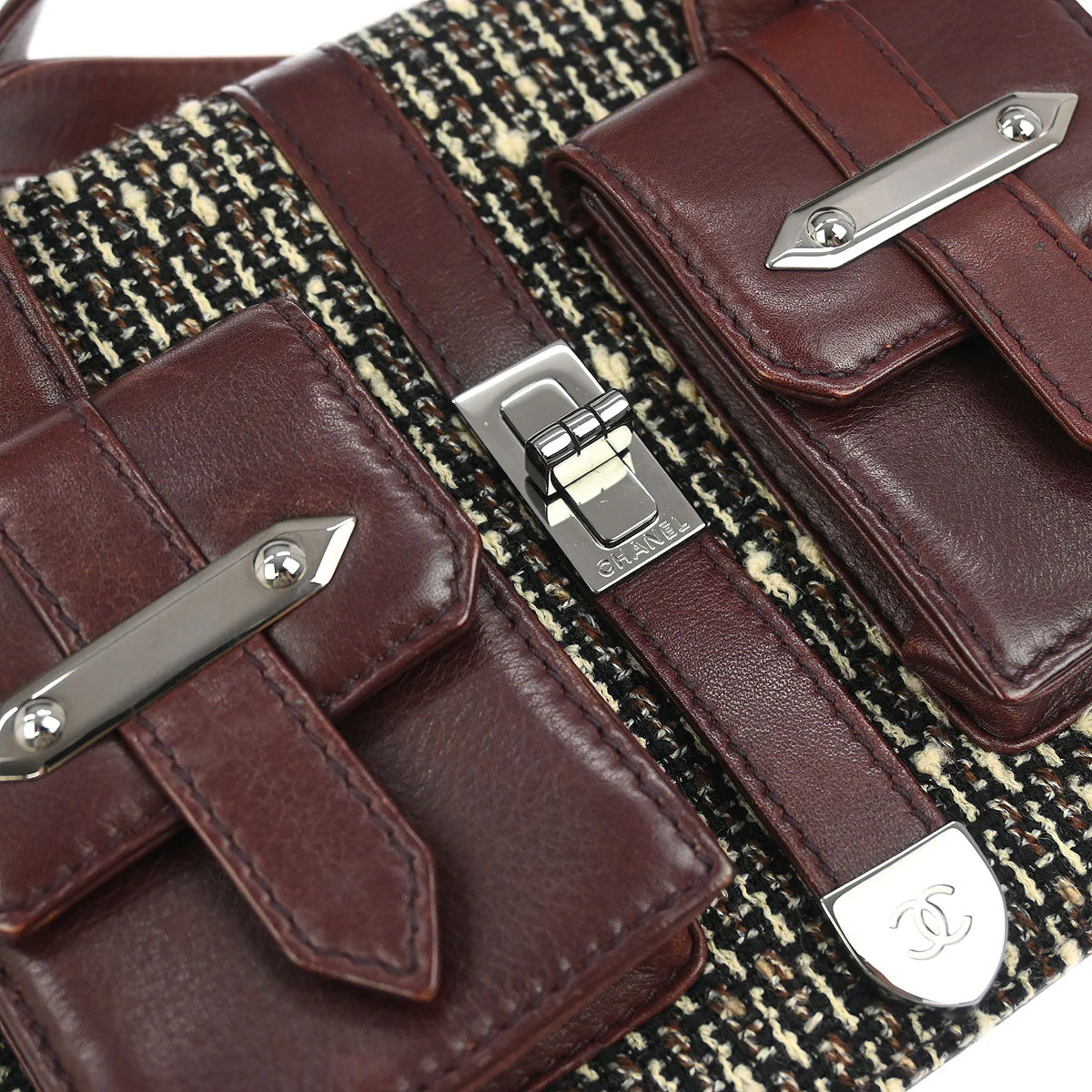 Chanel Brown Tweed Mademoiselle Lock Handbag - Image 5