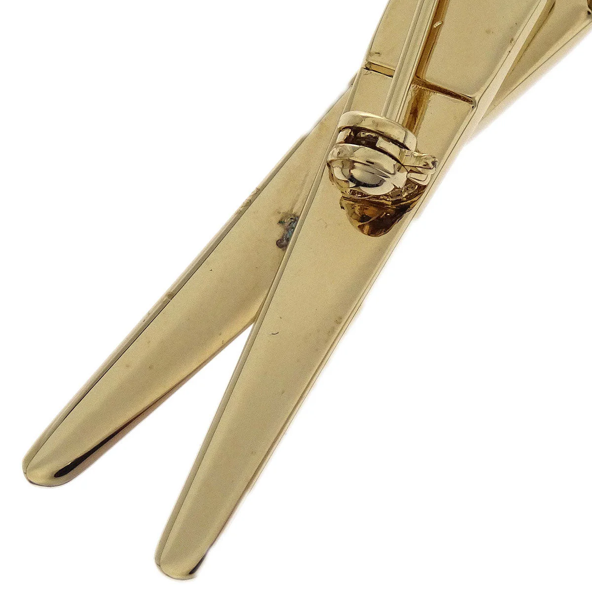 Chanel Scissors Brooch Pin Rhinestone Gold 02P - Image 3