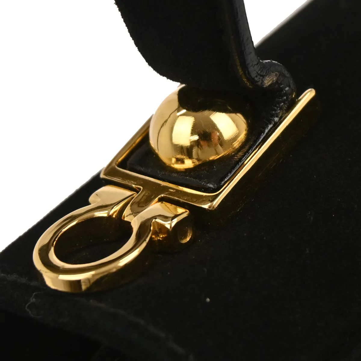 Salvatore Ferragamo Black Suede Gancini Handbag - Image 3