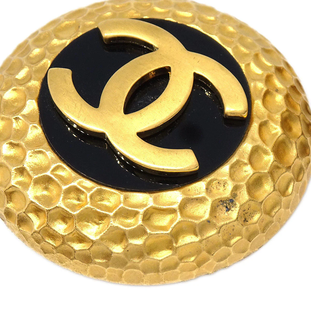 Chanel Button Clip-On Earrings Gold Black 29 - Image 2