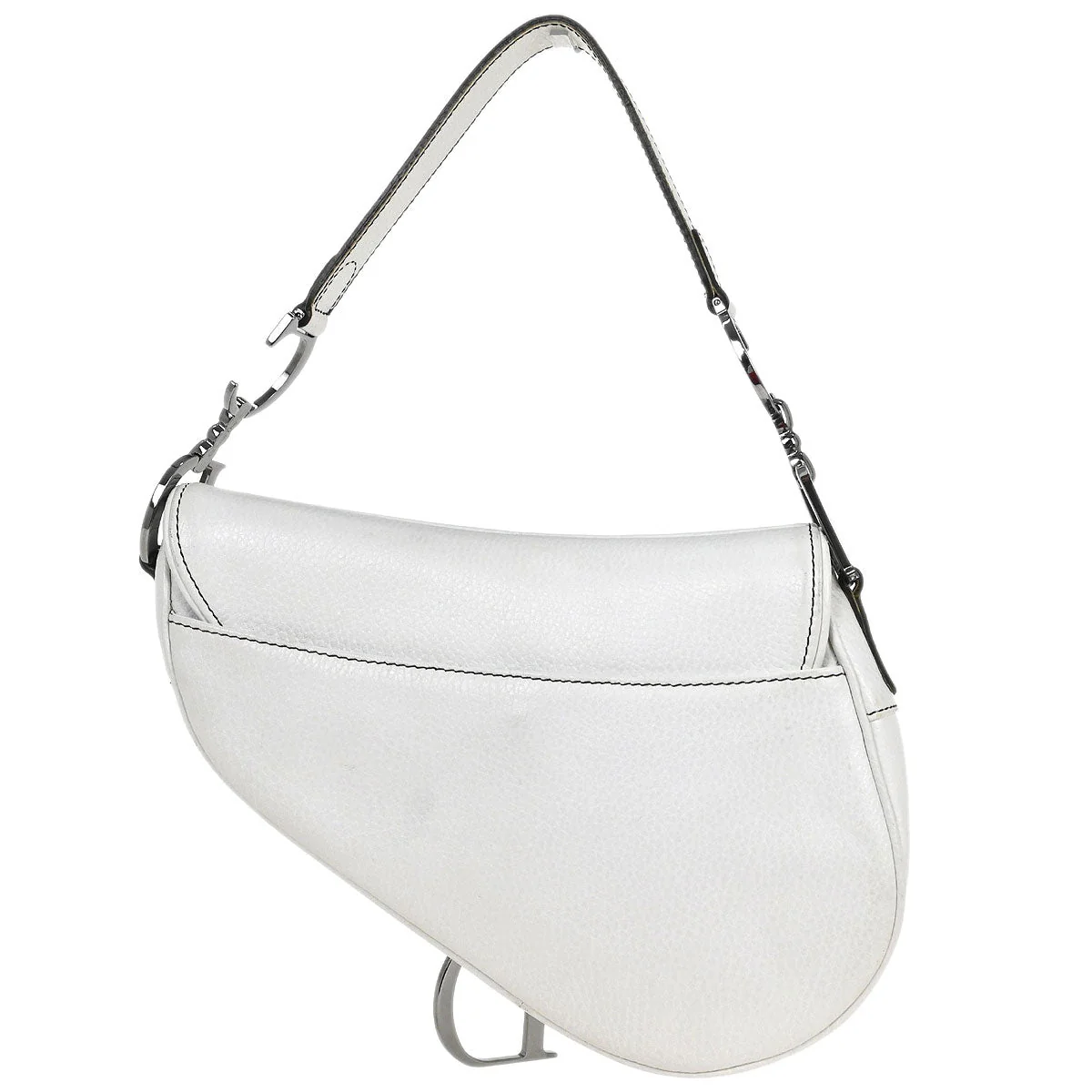 Christian Dior White Leather Saddle Handbag - Image 2
