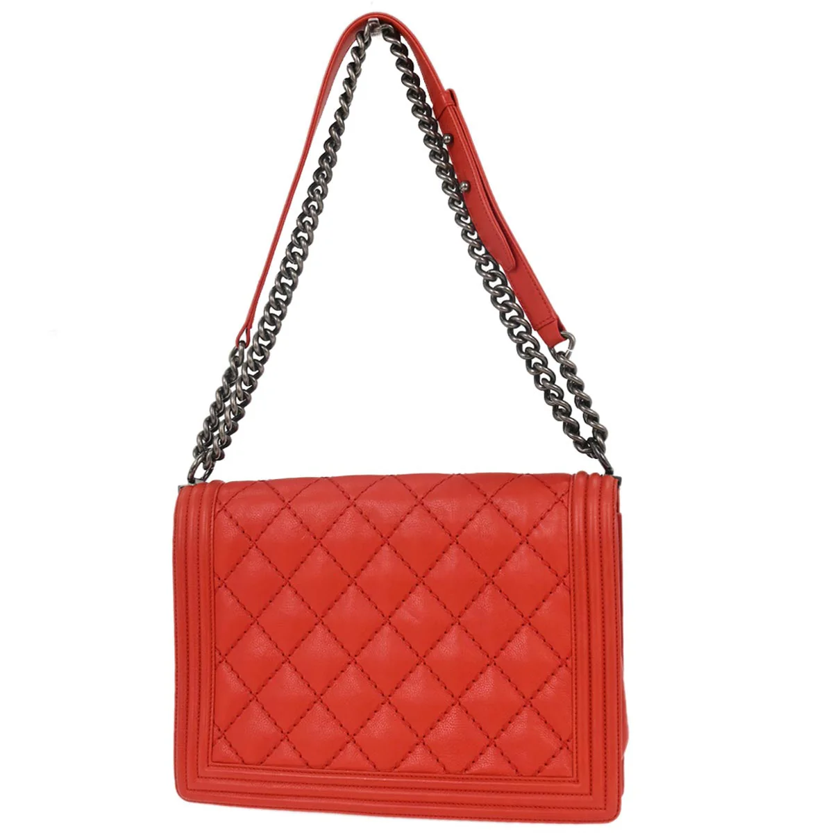 Boy Chanel 2013-2014 Red Calfskin Wild Stitch Large Shoulder Bag - Image 2