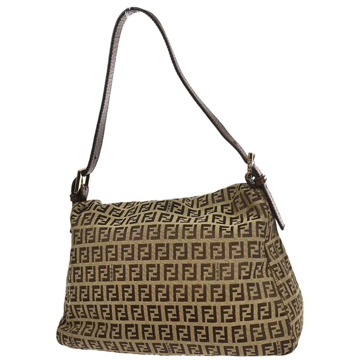 Fendi Beige Brown Zucchino Mamma Baguette Handbag - Image 2