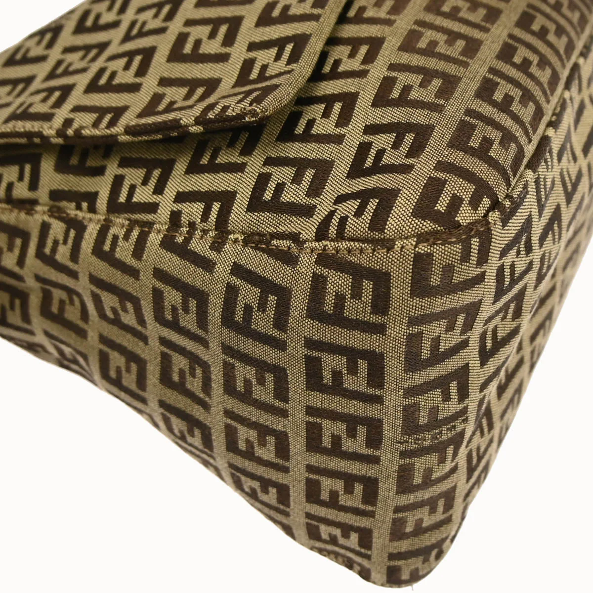 Fendi Beige Brown Zucchino Mamma Baguette Handbag - Image 4