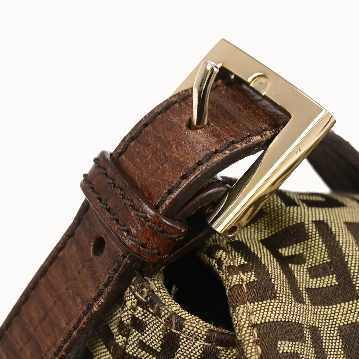 Fendi Beige Brown Zucchino Mamma Baguette Handbag - Image 7
