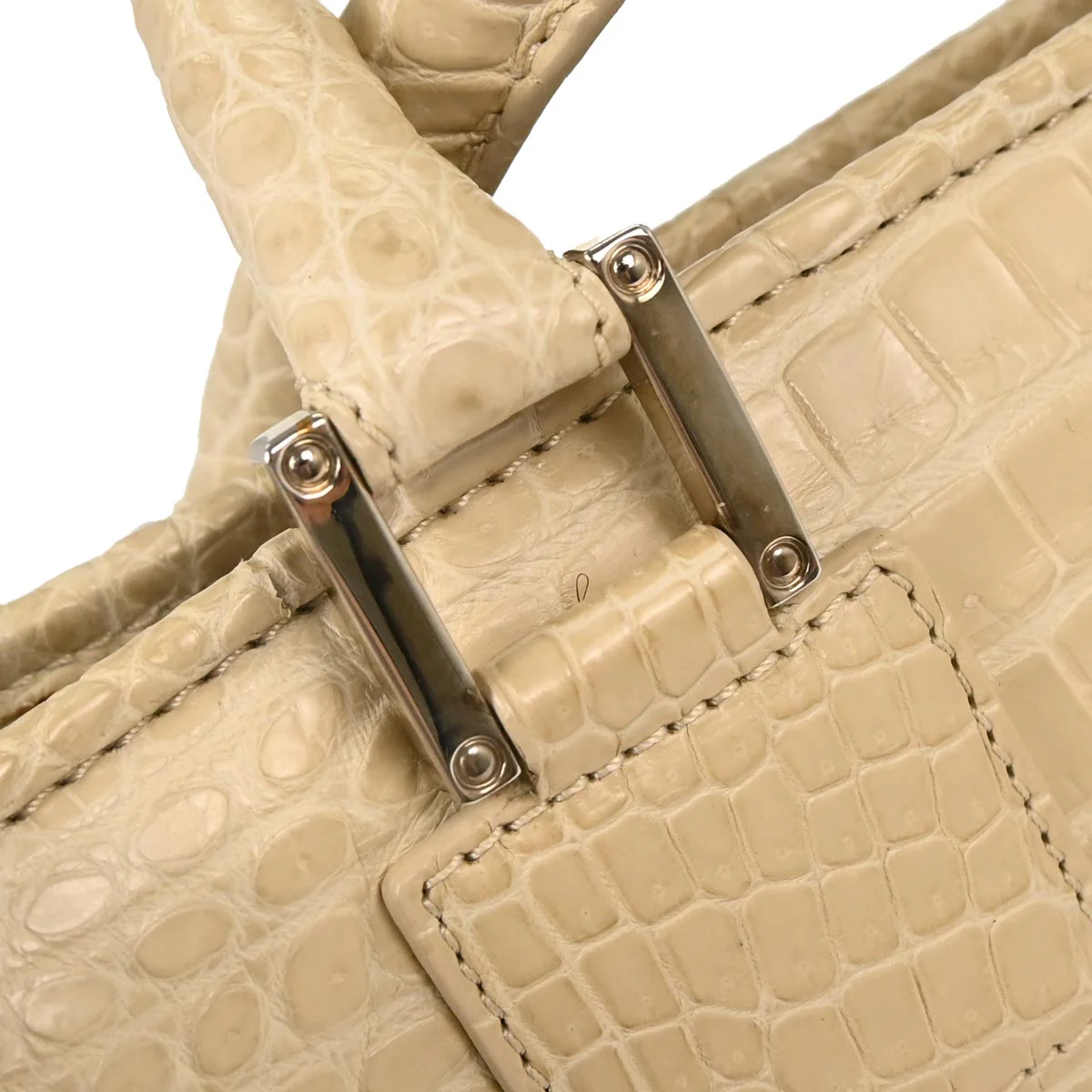 Loewe * Ivory Crocodile Amazona 36 Handbag - Image 3