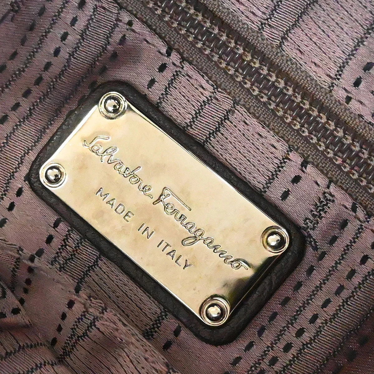 Salvatore Ferragamo Brown Gancini Handbag - Image 9