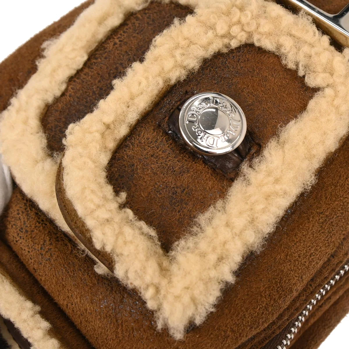 Christian Dior Brown Mouton Flight Shoulder Bag - Image 4