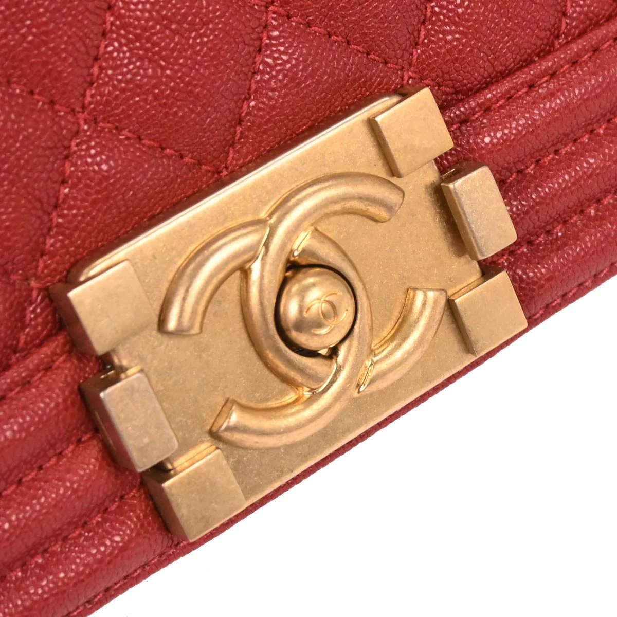 Boy Chanel 2019 Red Caviar Small Chain Shoulder Bag - Image 4