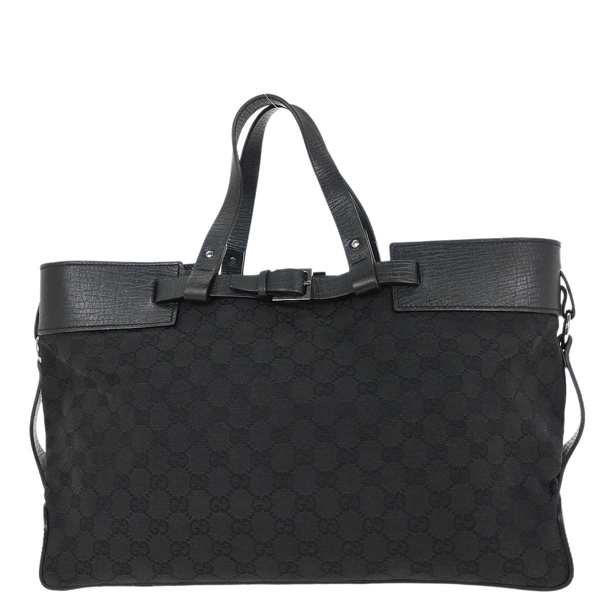 Gucci Black Canvas GG Tote Handbag - Image 2