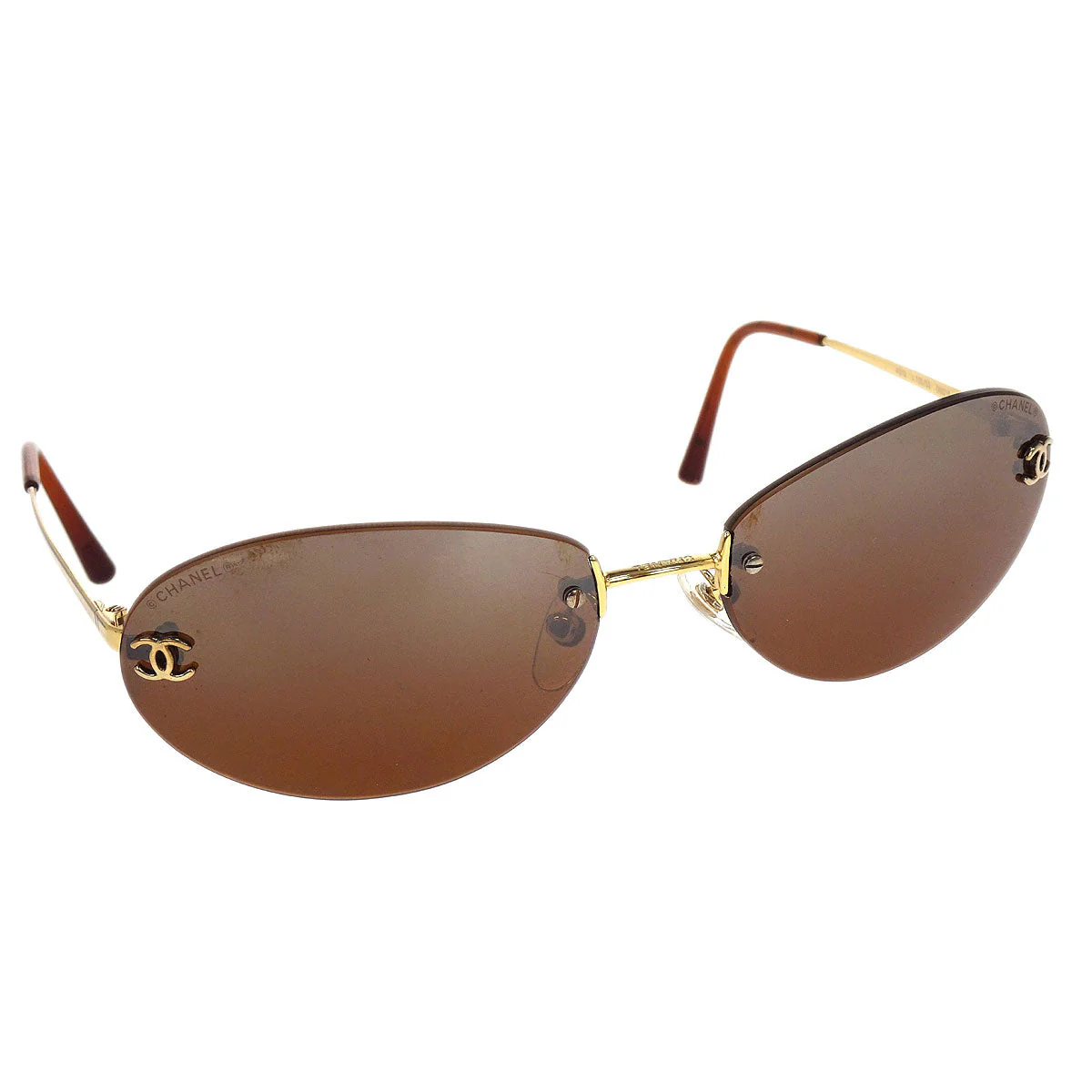 Chanel Sunglasses Eyewear Brown 59□16 Small Good