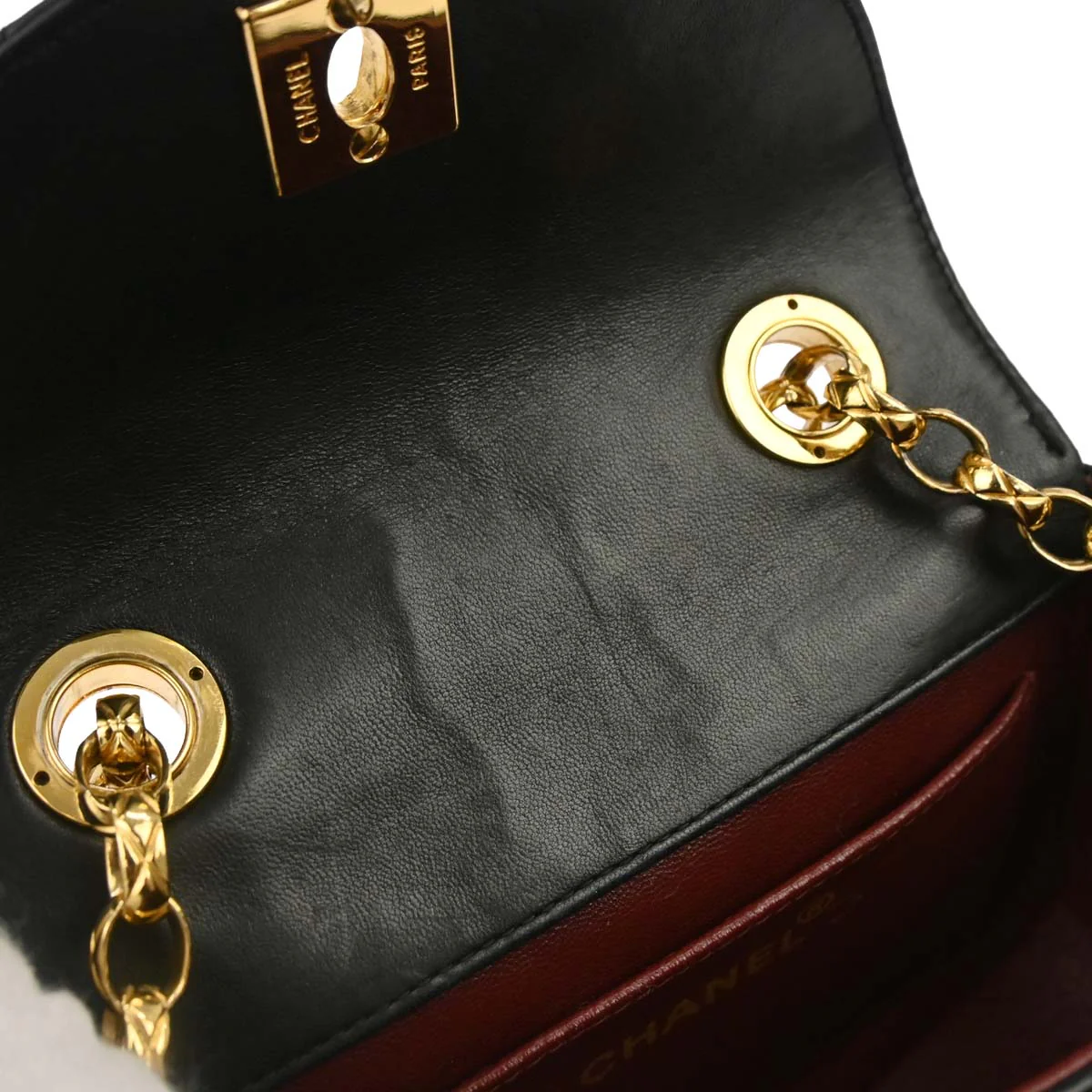 Chanel 1991-1994 Black Lambskin Crossbody Shoulder Bag - Image 7