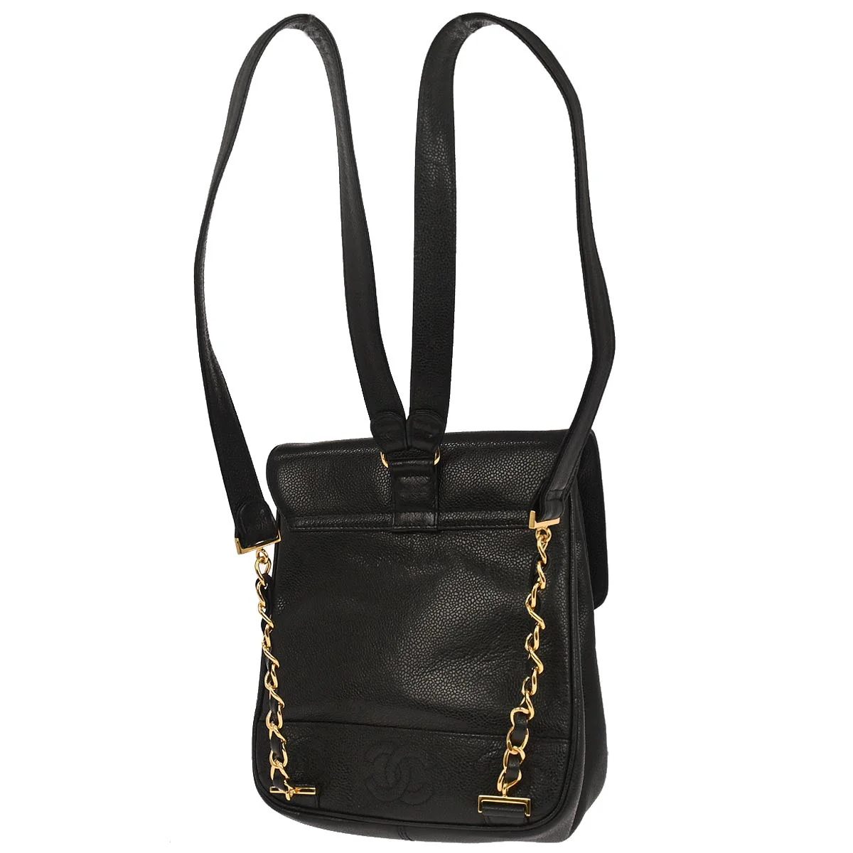 Chanel 1996-1997 Black Caviar Skin Triple CC Backpack - Image 2