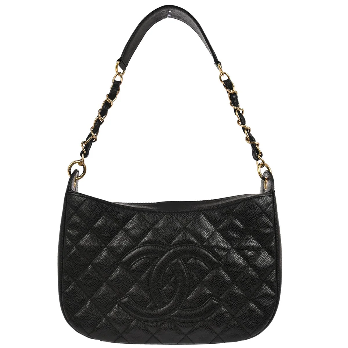Chanel 2003-2004 Black Caviar Skin Hobo Bag