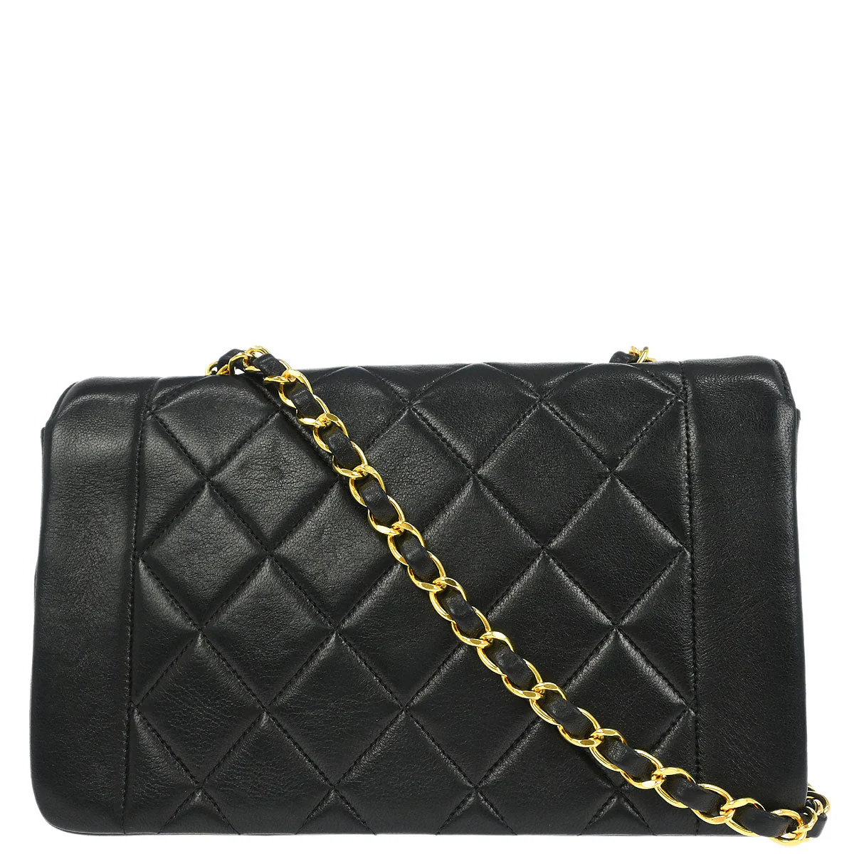 Chanel 1991-1994 Black Lambskin Small Diana Shoulder Bag - Image 2
