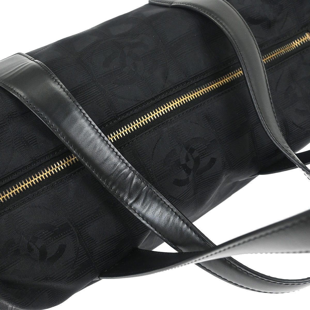 Chanel 2003-2004 Black Jacquard Nylon New Travel Line Handbag - Image 6