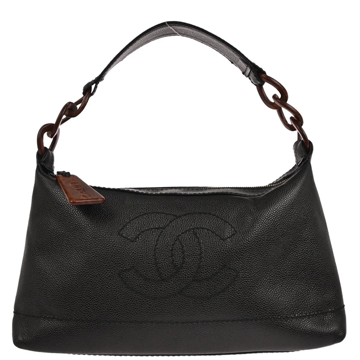 Chanel 2002-2003 Black Caviar Skin Hobo Bag