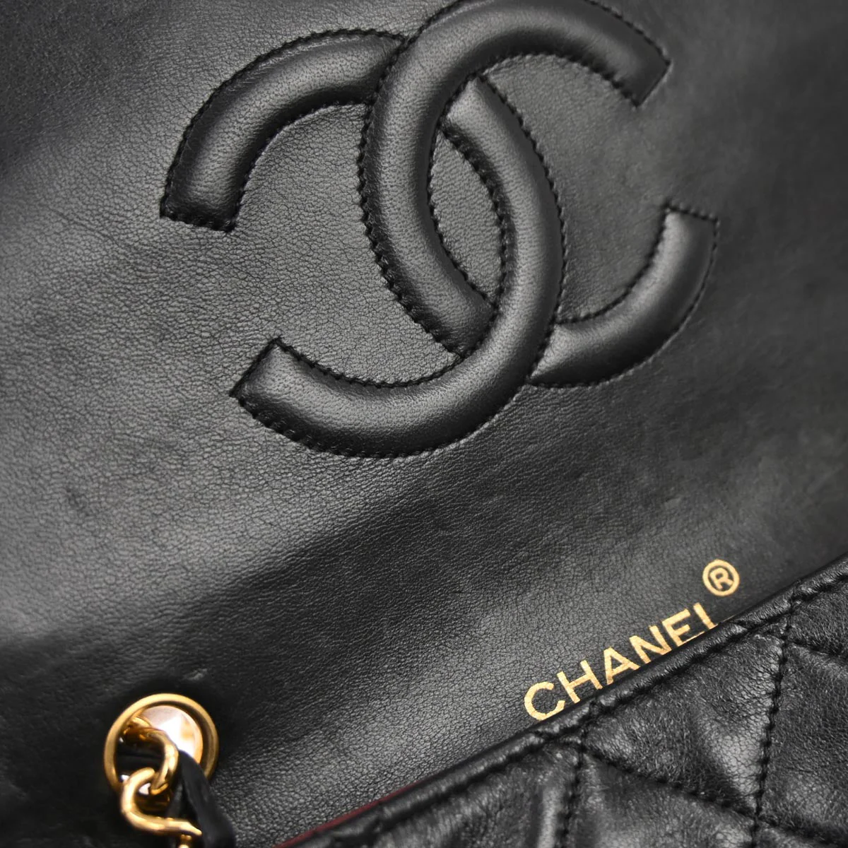 Chanel 1989-1991 Black Lambskin Turnlock Mini Full Flap Shoulder Bag - Image 6