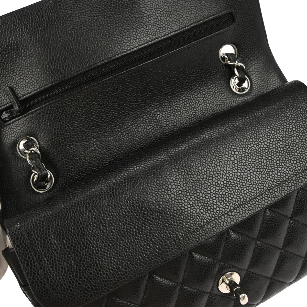 Chanel Black Caviar Skin Medium Classic Double Flap Shoulder Bag - Image 6