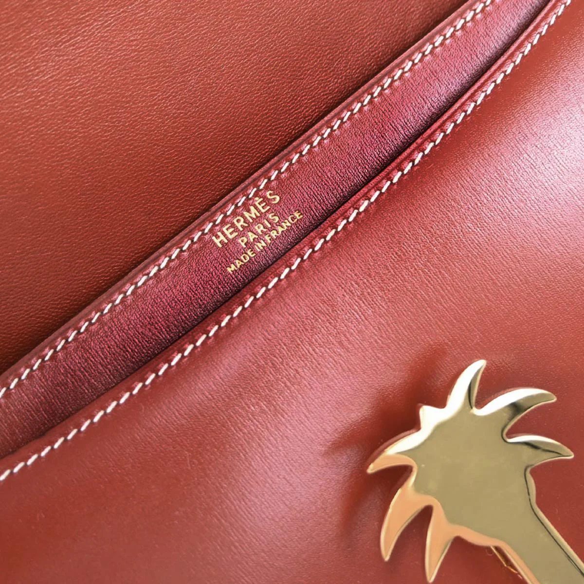 Hermes Brick Box Calf Palm Angels Shoulder Bag - Image 7