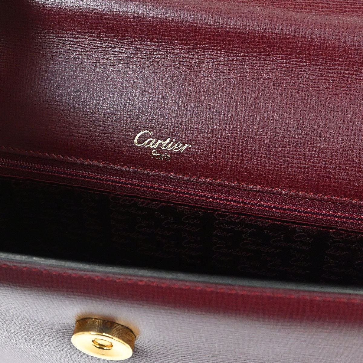 Cartier Bordeaux Leather Must de Cartier Clutch Bag - Image 7