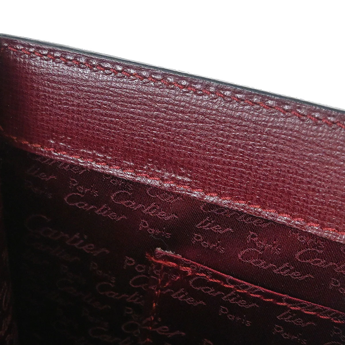 Cartier Bordeaux Leather Must de Cartier Clutch Bag - Image 9