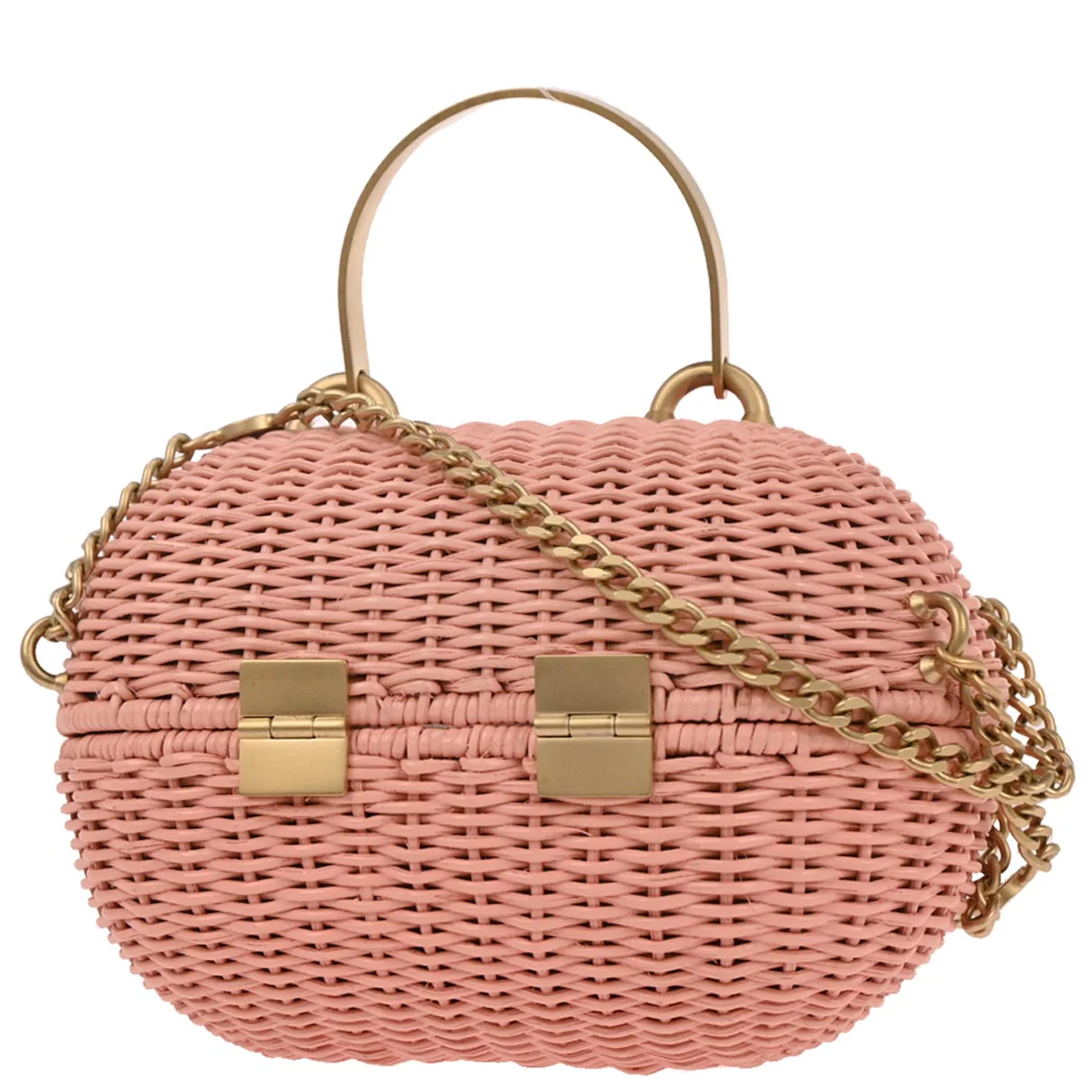 Chanel 2004-2005 Pink Rattan Heart Lock Basket Bag 2way Shoulder Handbag - Image 2