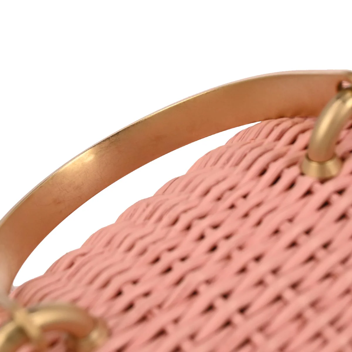 Chanel 2004-2005 Pink Rattan Heart Lock Basket Bag 2way Shoulder Handbag - Image 3