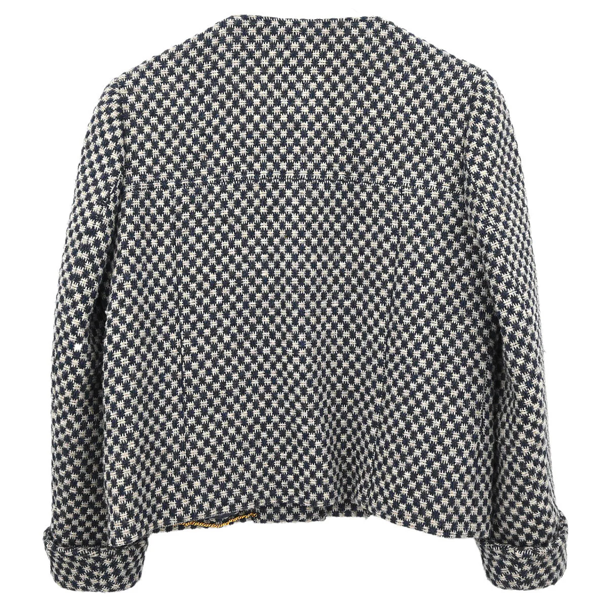 Chanel 1995 Single Breasted Collarless Jacket Navy #42 - Image 2