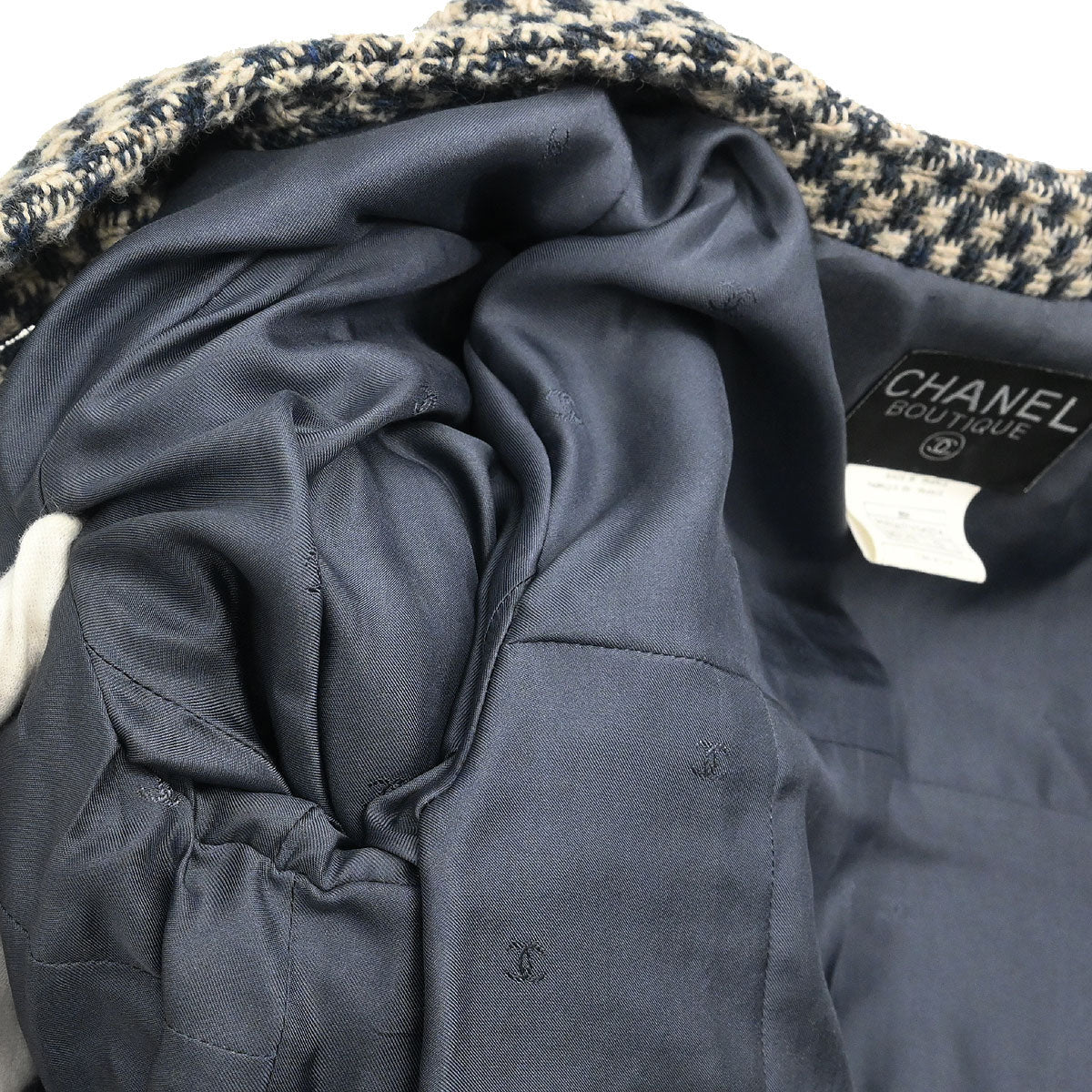 Chanel 1995 Single Breasted Collarless Jacket Navy #42 - Image 8