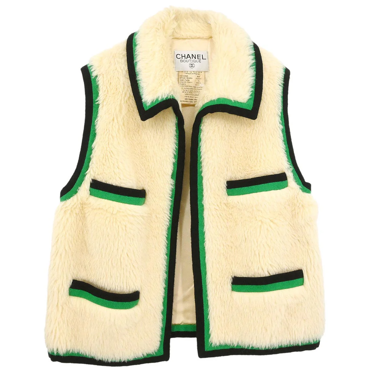 Chanel 1994 Sleeveless Vest Jacket Ivory #40