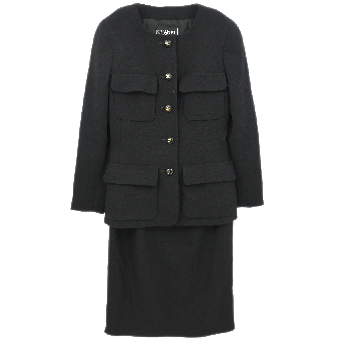 Chanel 1993 Setup Suit Jacket Skirt Black #36