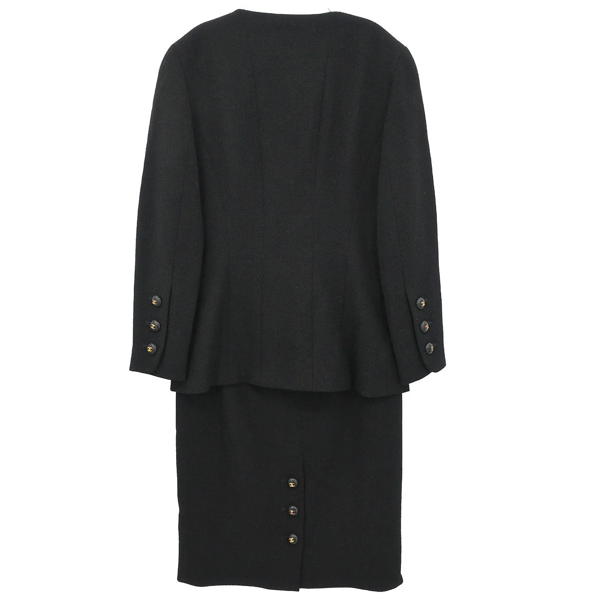 Chanel 1993 Setup Suit Jacket Skirt Black #36 - Image 2