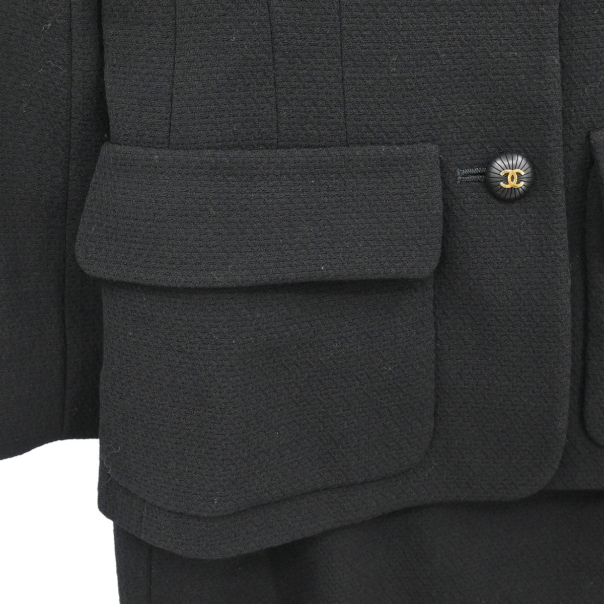 Chanel 1993 Setup Suit Jacket Skirt Black #36 - Image 3