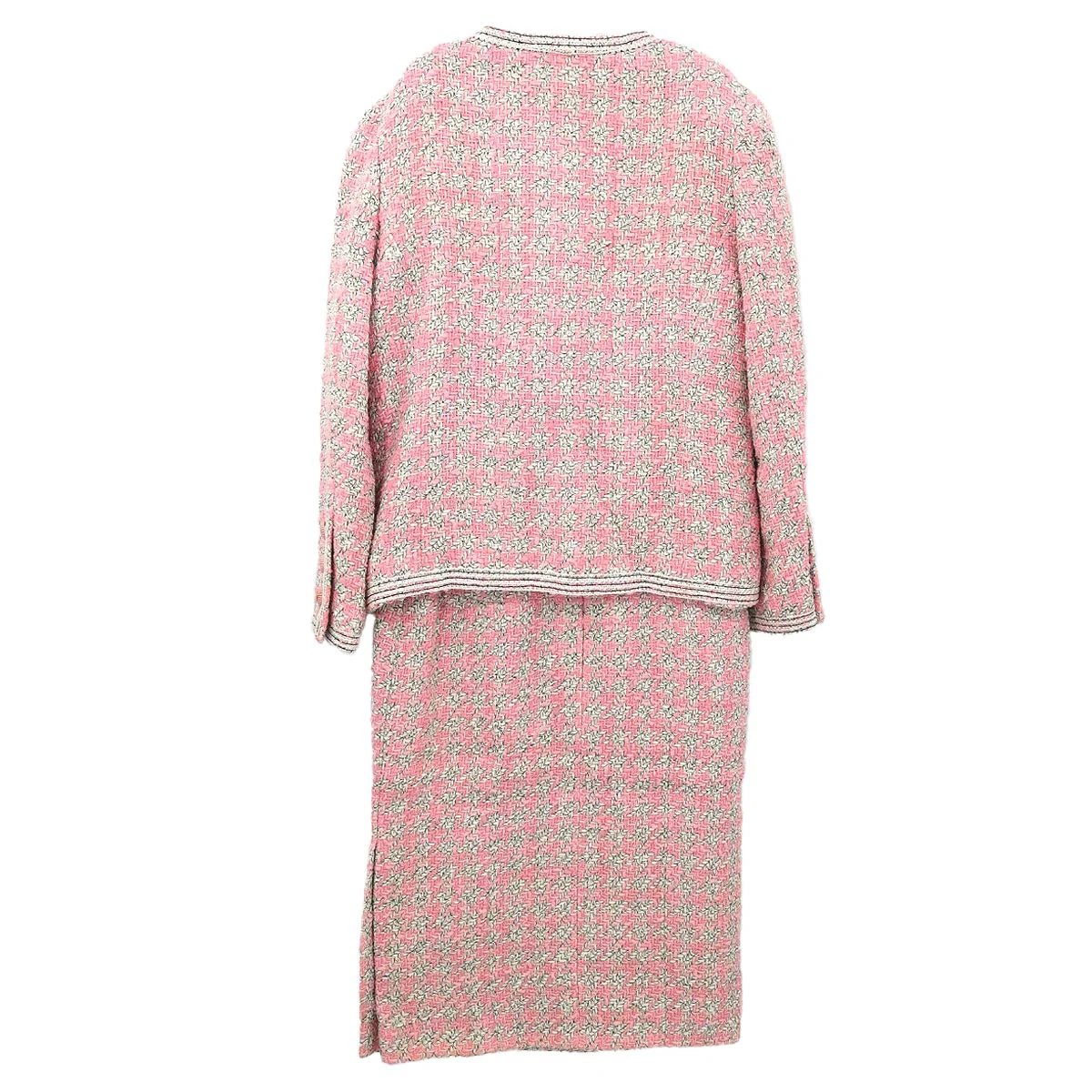 Chanel 1993 Setup Suit Jacket Skirt Tweed Pink #36 - Image 2