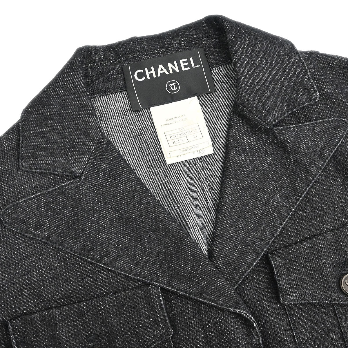Chanel 2003 Single Breasted Denim Jacket Black #36 - Image 3