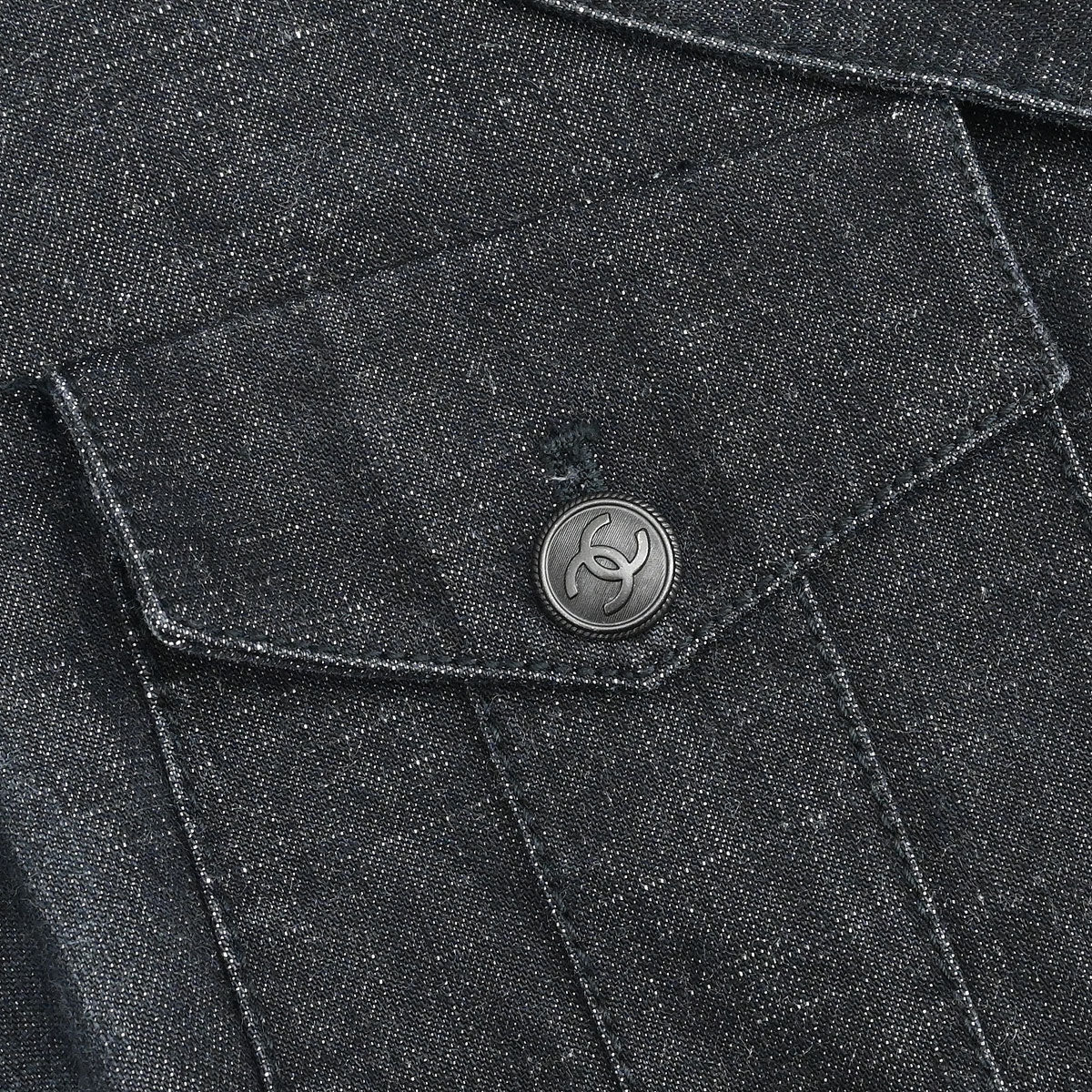 Chanel 2003 Single Breasted Denim Jacket Black #36 - Image 4