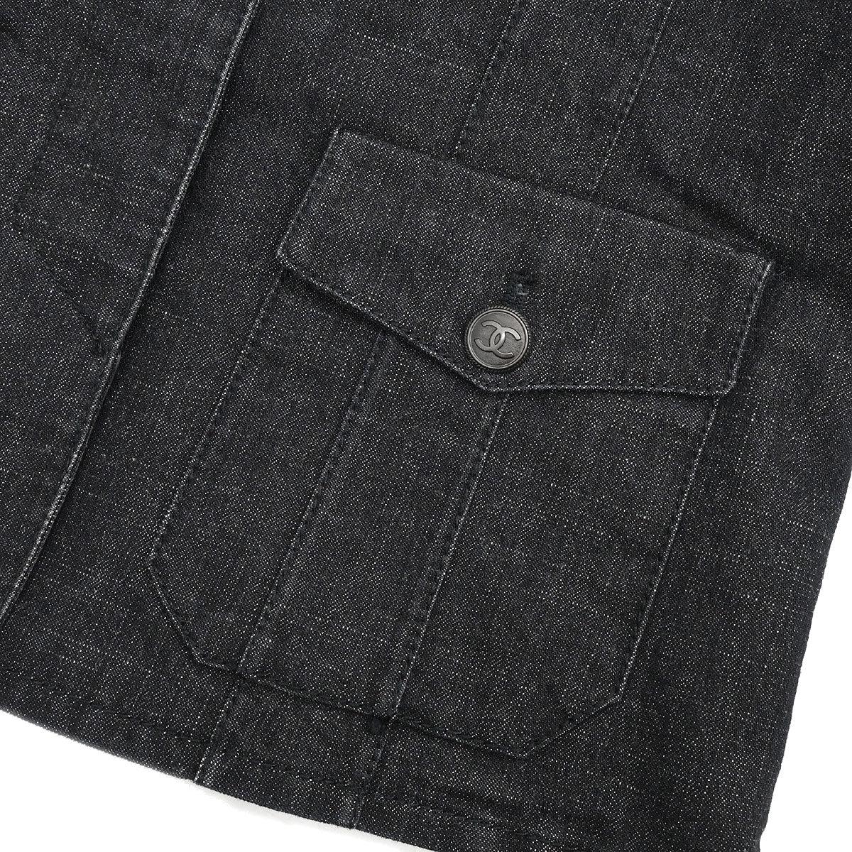 Chanel 2003 Single Breasted Denim Jacket Black #36 - Image 5