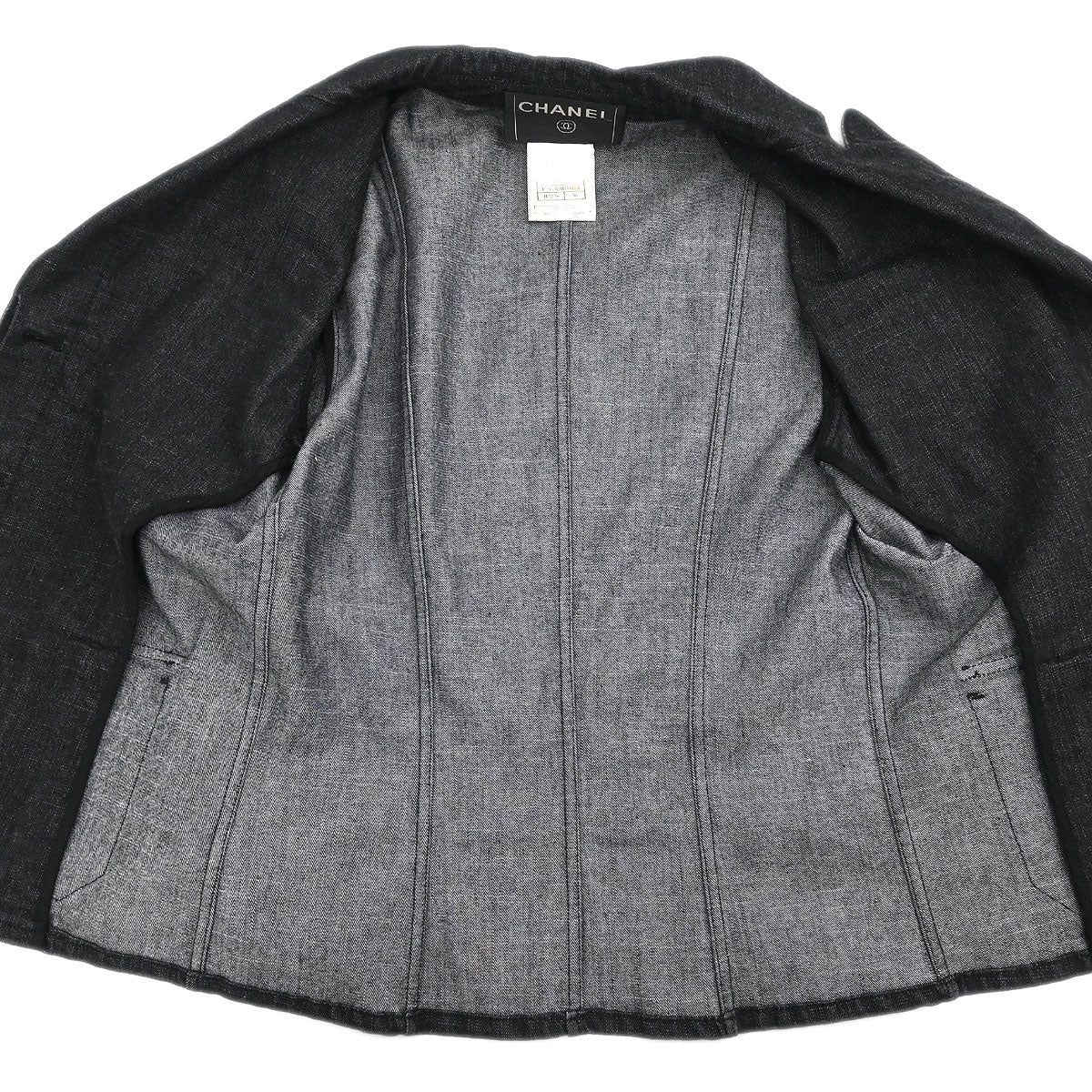 Chanel 2003 Single Breasted Denim Jacket Black #36 - Image 8