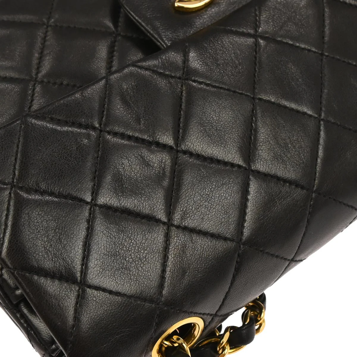 Chanel 1994-1996 Black Lambskin Small Classic Double Flap Shoulder Bag - Image 5